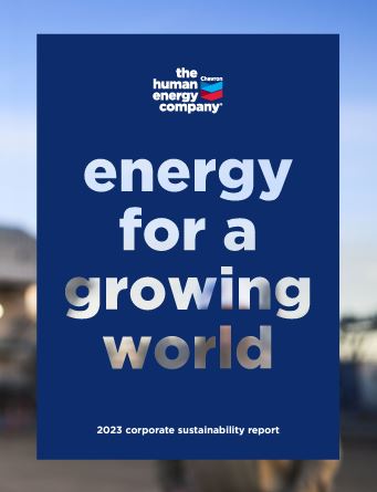 Thumbnail photo of cover of 2023 Chevron corporate sustainability report